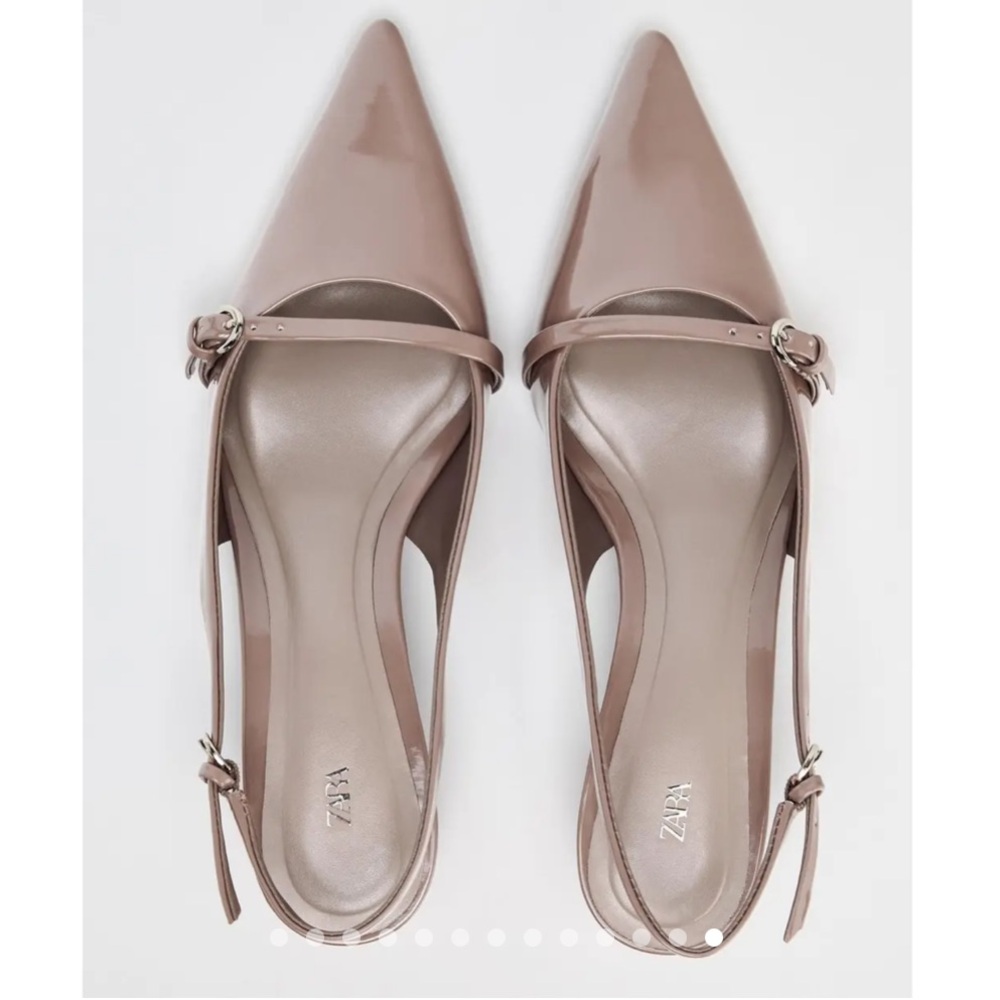 Zara Dusty Pink Patent Pointed Slingback Heels - Picture 4 of 9